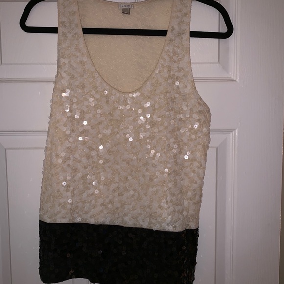 JCREW sequin black and white colorblock cami - Picture 2 of 4